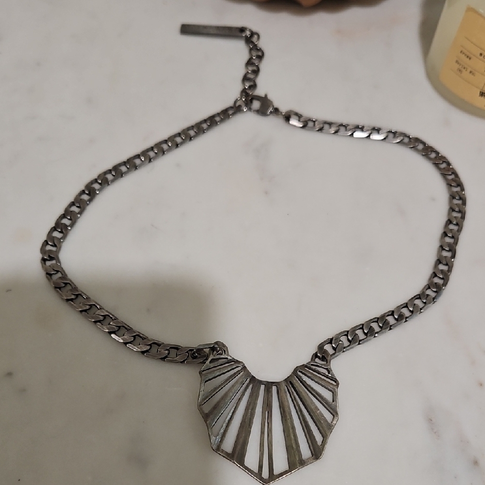 BCBGeneration Silver Modern Fan Pendant Necklace